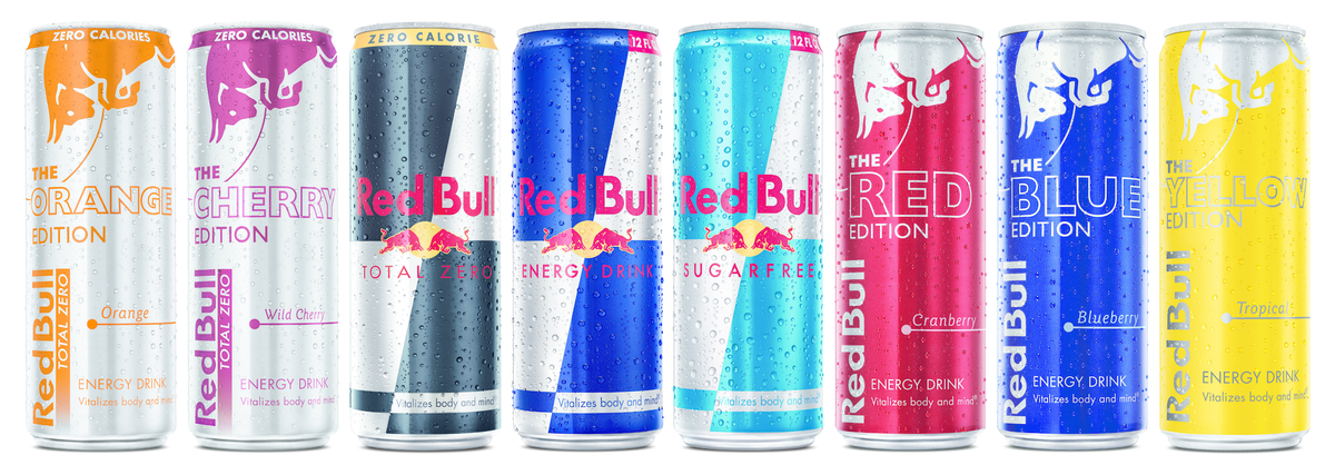  A selection of Red Bull drink cans